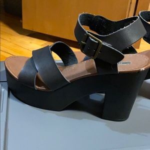 Black Wide Sandal Heels